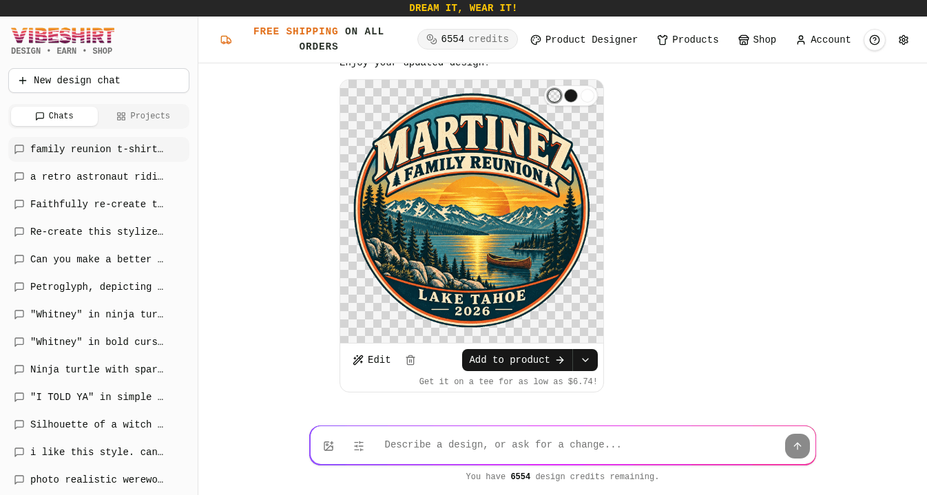 The updated reunion badge with a wooden canoe on the lake and a more golden sunset
