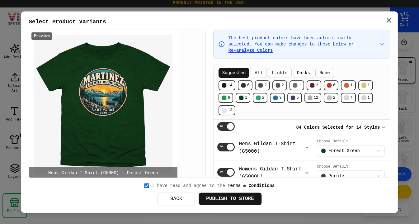 The Terms and Conditions checkbox checked and the Publish To Store button enabled